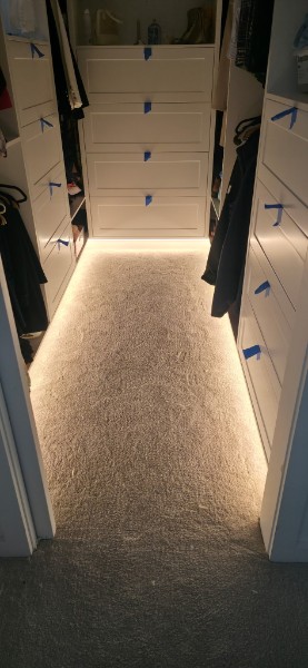 LED strip lighting in wardrobe